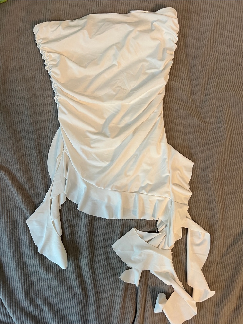 Women’s White Strapless Ruffled Tie-Detail Camisole